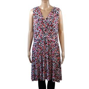 Tommy Hilfiger Navy Pink Orange Floral Flower Summer Stretchy Plus Size Dress 14